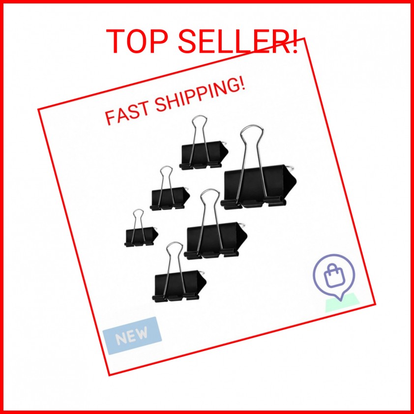 DSTELIN Binder Clips Paper Clamps Assorted Sizes 100 Count (Black), X Large, Lar