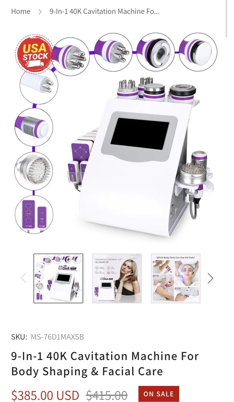 9-in-1 40K Cavitation & Vacuum Portable Body Shaping MS-76D1MAXSB