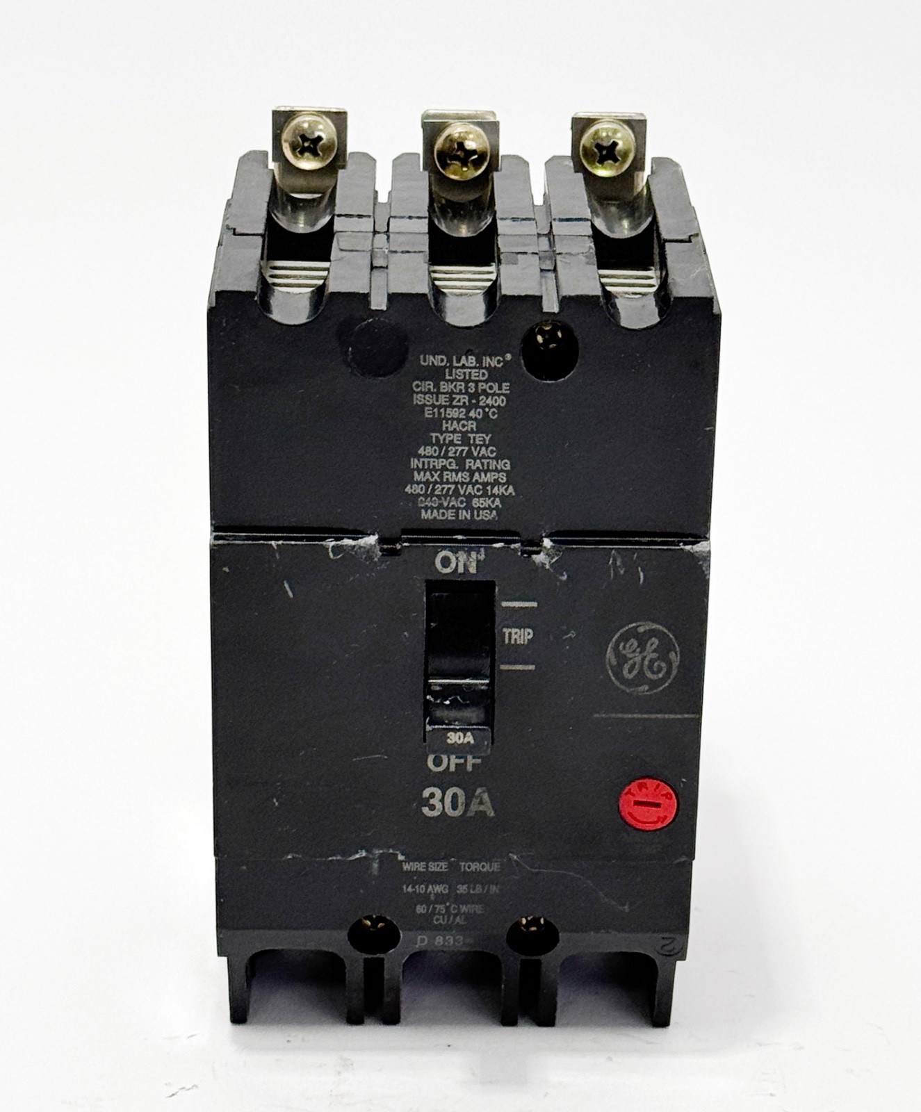 General Electric GE TEY330 3 Pole 30Amp 480v Molded Case Circuit Breaker