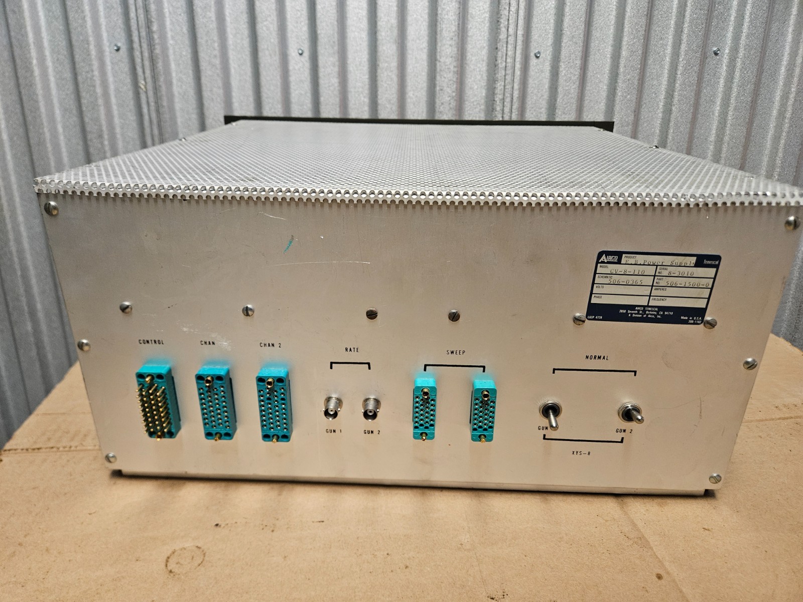 Airco Temescal CV-8-110 E-Beam Power Supply – Model CV-8 – With Keys – Used