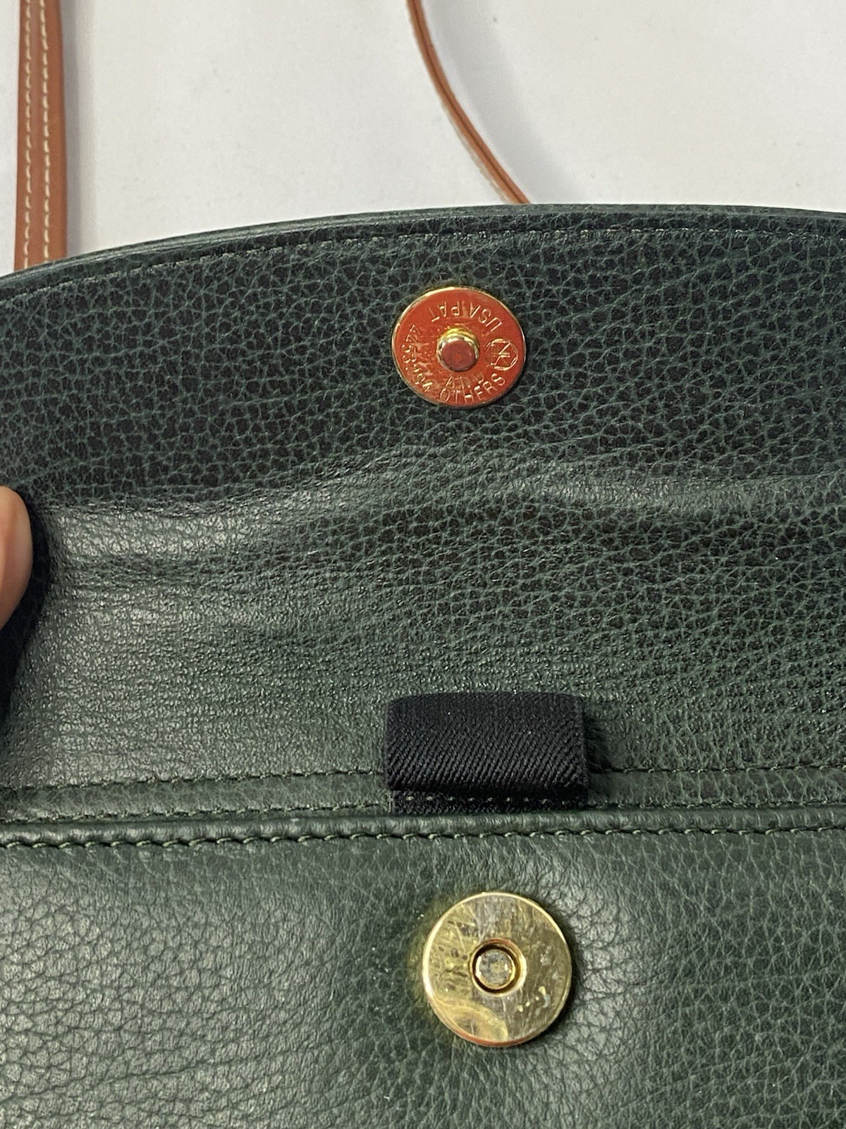 VINTAGE FRANKLIN QUEST ZIP PLANNER LEATHER GREEN/BROWN W/ADJ STRAP 6-1″ RINGS