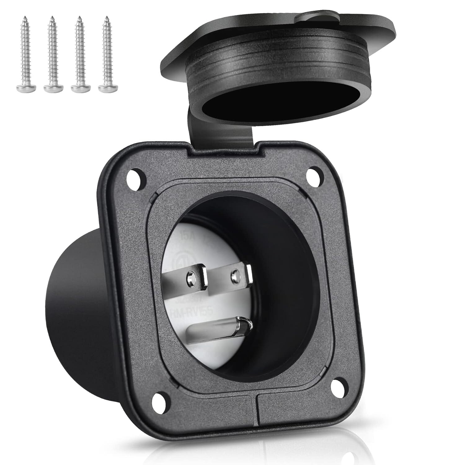 Flanged Inlet ETL Listed 15 Amp RV Plug Receptacle Block Heater Bumper Plug…