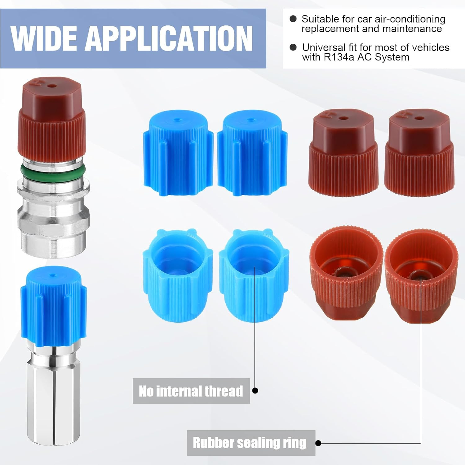 Zonon 47 Pcs Air Conditioning Valve Core Kit R12 R22 to R134A Ac Retrofit Fittin