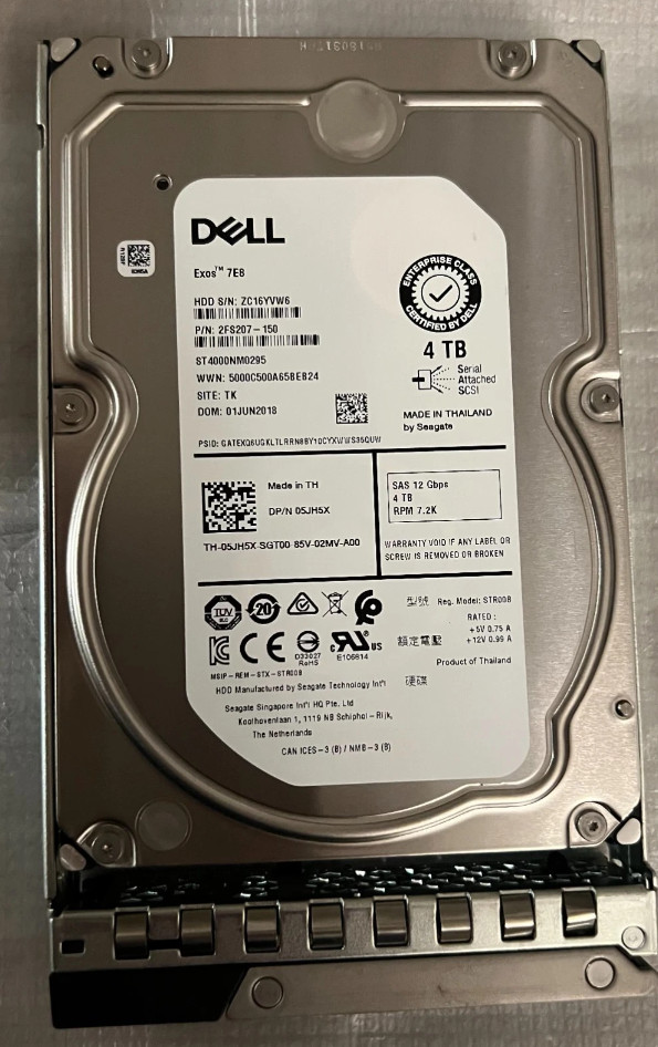 05JH5X 5JH5X DELL POWEREDGE SEAGATE ST4000NM0295 4TB 7.2K SAS 12Gbps 3.5″ HDD