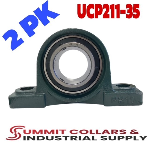UCP211-35 2-3/16″ Pillow Block Bearing, Solid Base P211 Pack of 2