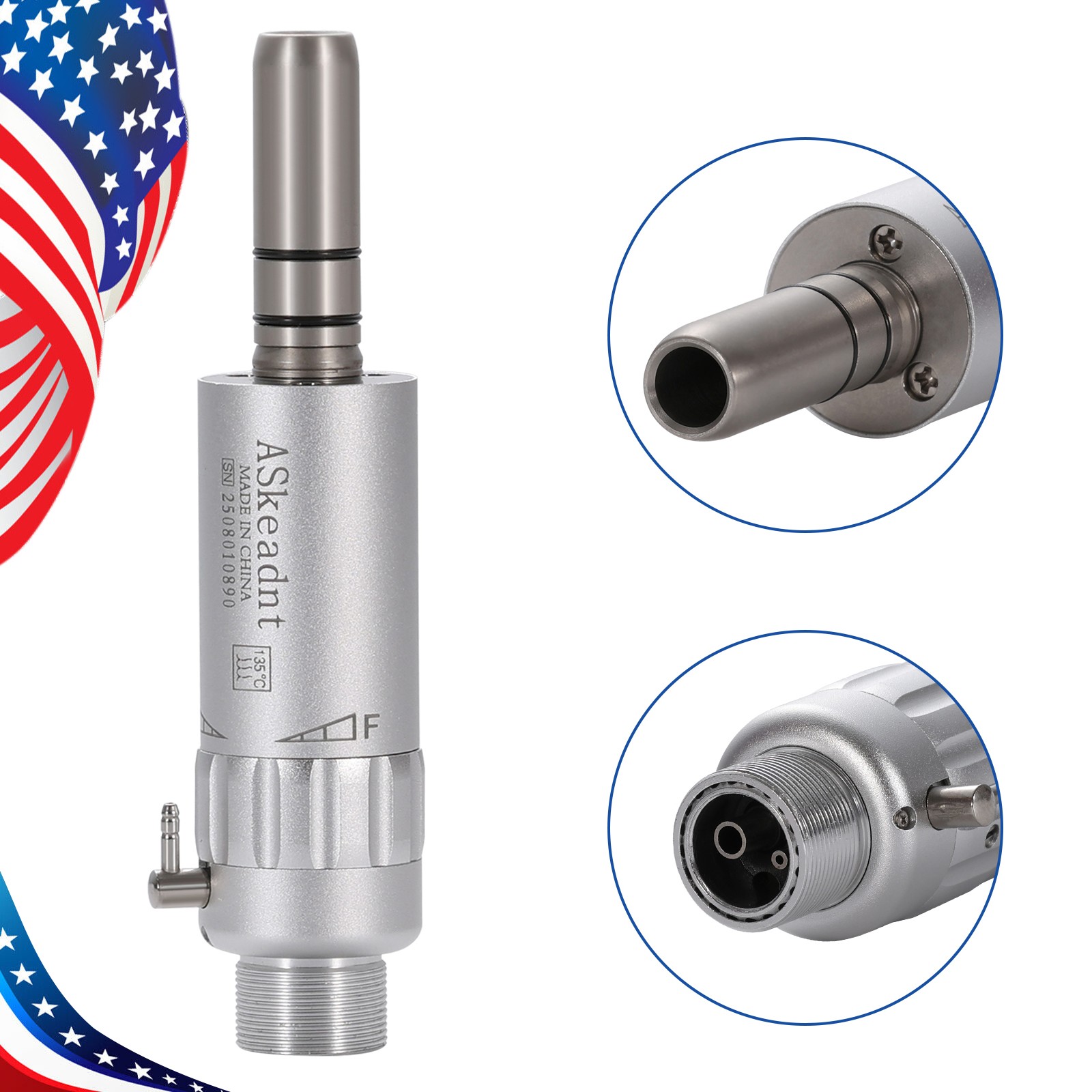 ASkeadnt Dental Slow Low Speed Handpiece Air Motor E-type 2 Holes Connector