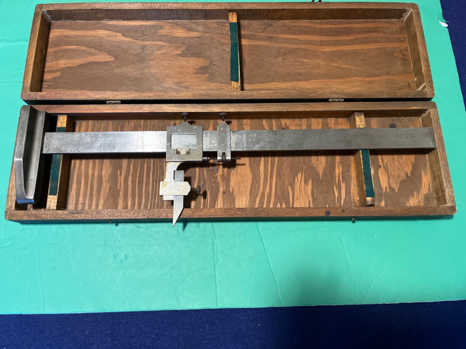 Vintage McGrath Vernier Height Gage in wooden box. St Paul.