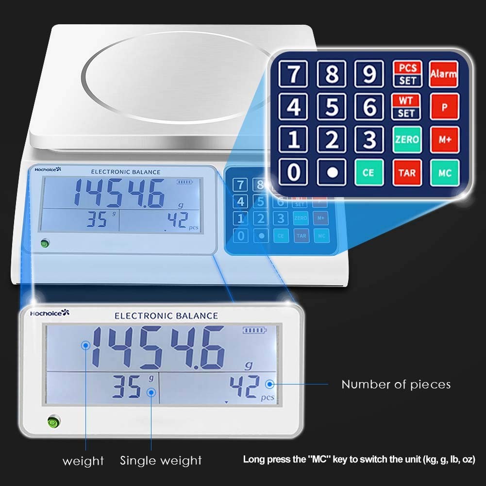 Industrial Counting Scale Gram Scales for Parts and Coins 66lb/0.00022lb-30kg…