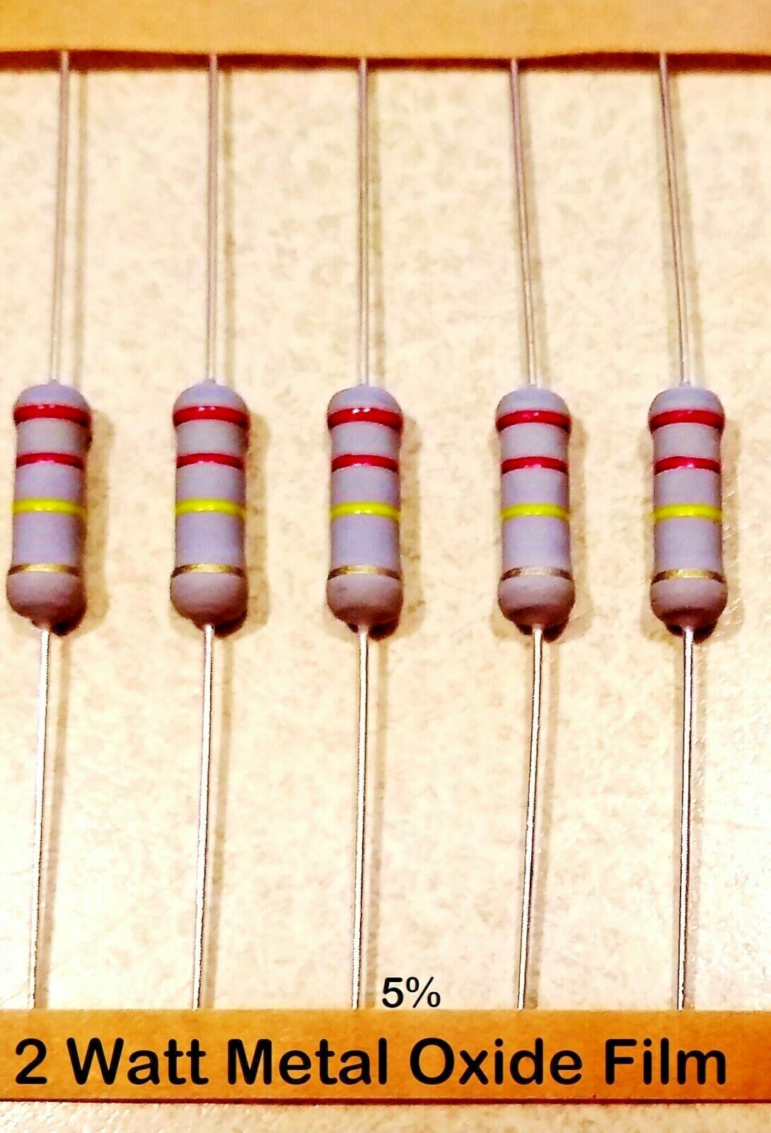5 PCS 2Watt Metal Oxide Film Resistors 2W Resistor 5% YOU CHOOSE VALUE