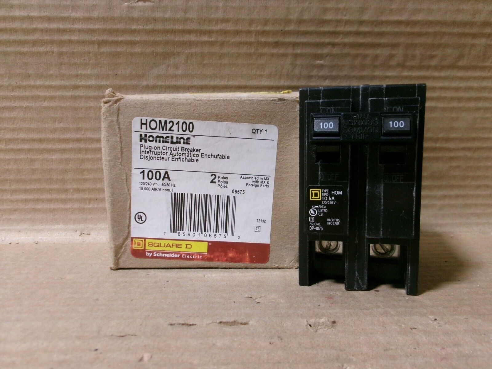 NEW Square D HOM HOM2100 2 Pole 100 Amp 240V Circuit Breaker NOB AK