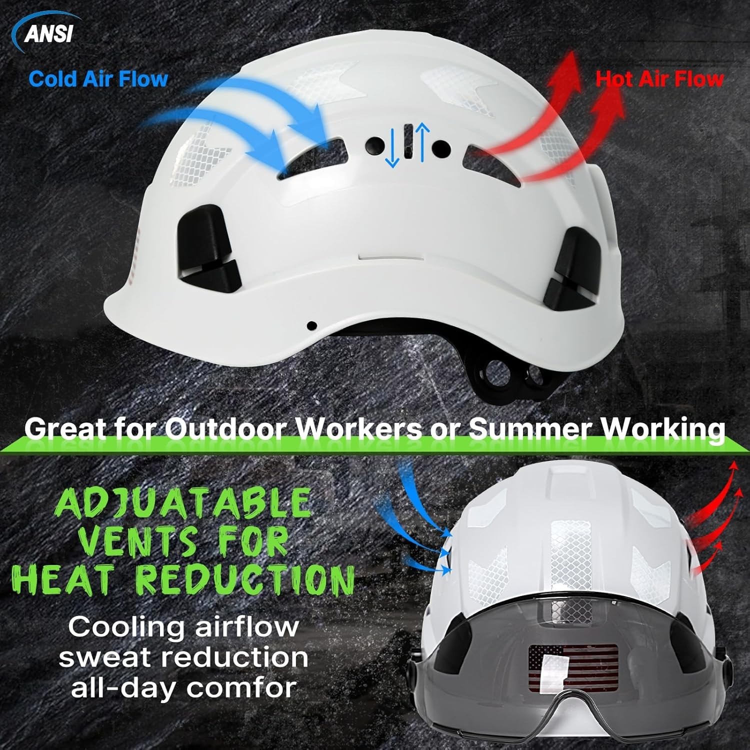 Casco de seguridad ABS ajustable para construcción y escalada talla única US NEW