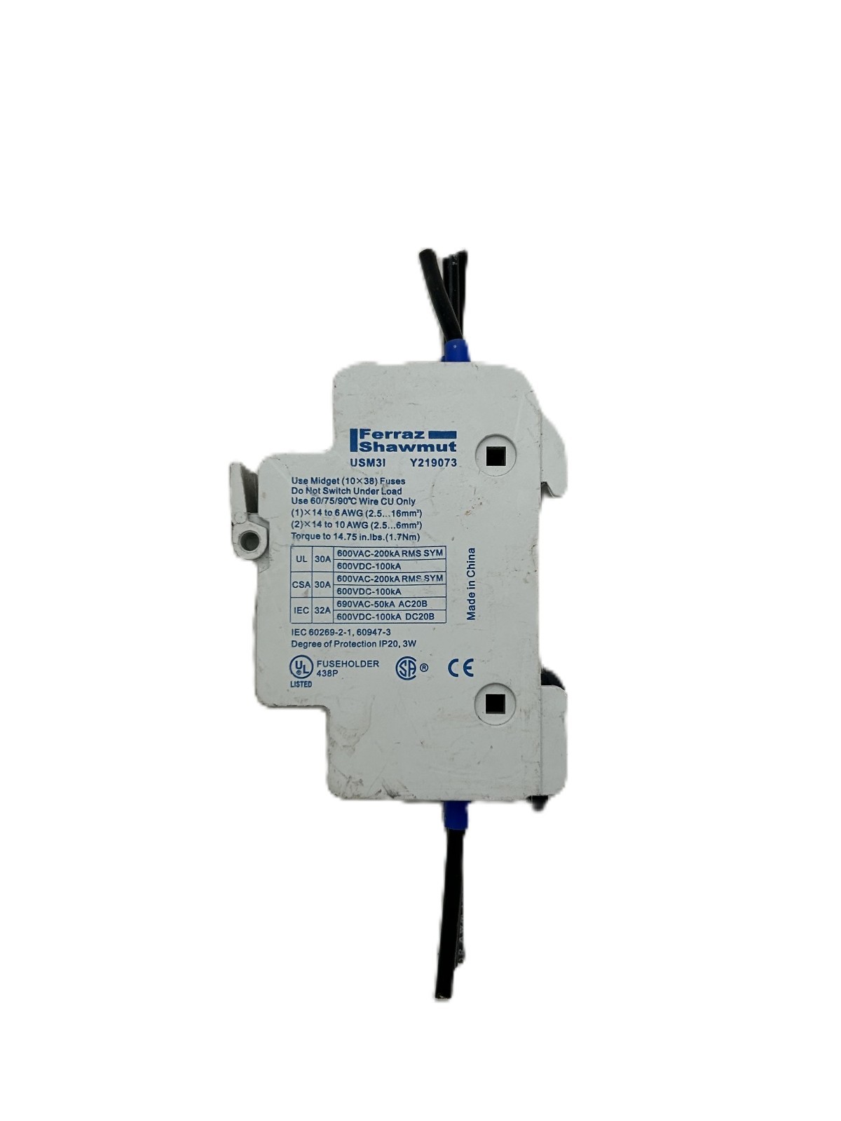 Ferraz Shawmut UltraSafe USM31 Fuse Holder 3-Pole Y219073