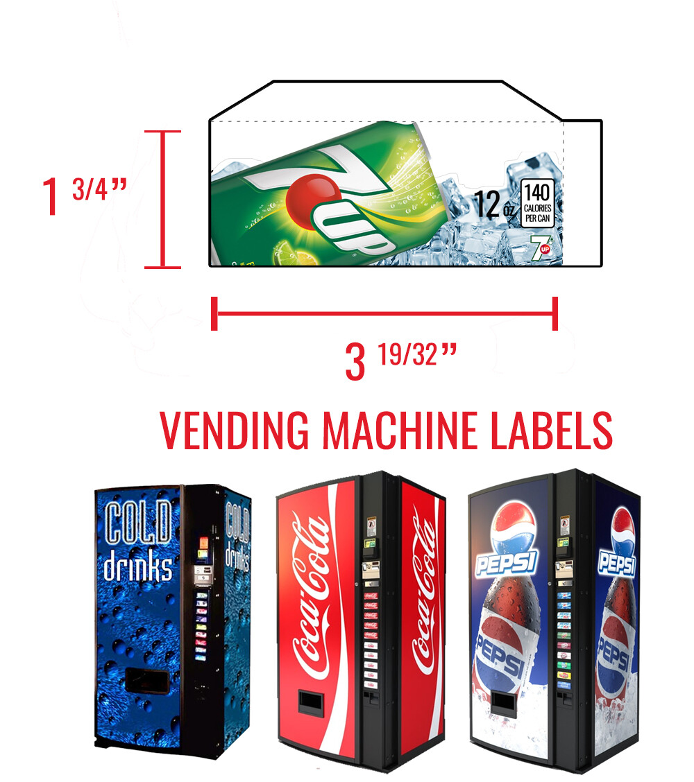(10) Dixie Narco 501e 12 oz «CAN» Vend Labels – Flavor Strips -VARIETY PACK