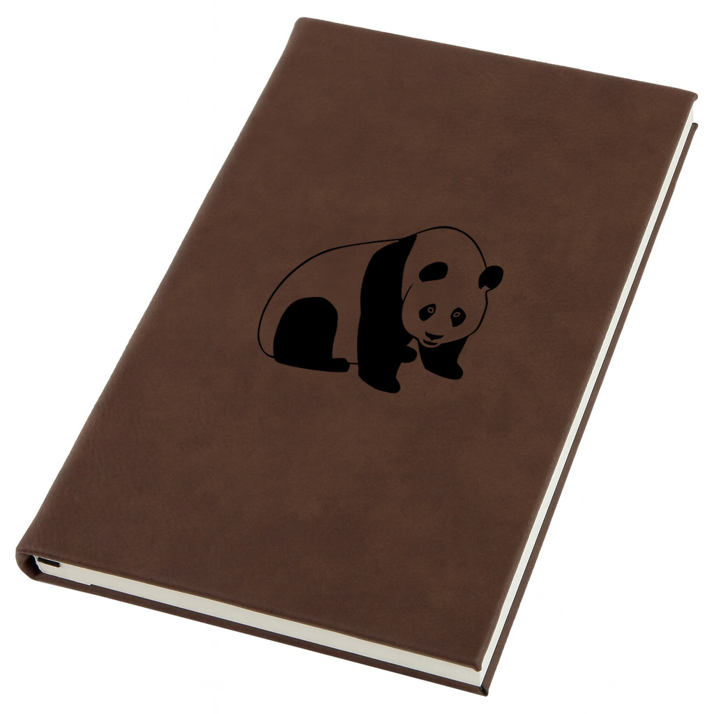Panda Bear Engraved Leather Journal, Personal Planner with Lined Pages