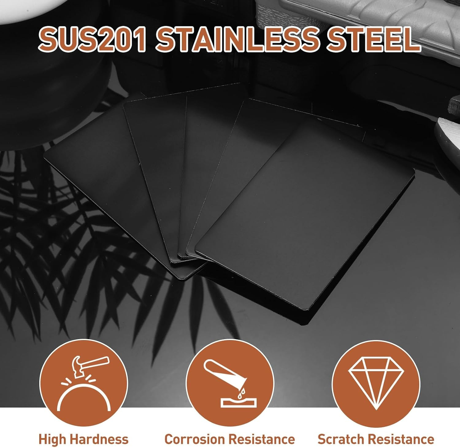 10pcs Metal Business Card 3.5″ x 2.1″ x 0.02″ 201 Stainless Steel Oxidation Lase