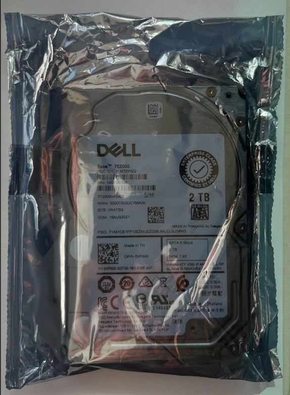 VR92X DELL SEAGATE ST2000NX0423 2TB 6G 7.2K HD 3.5” SATA 0VR92X 1VD130-136
