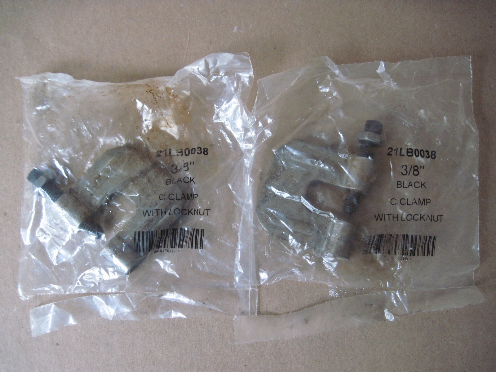 Lot of 2 Empire 21LB0038 C-Clamp w/ Locknut, Carbon Steel, 400Lb 3/4″ x 3/8″