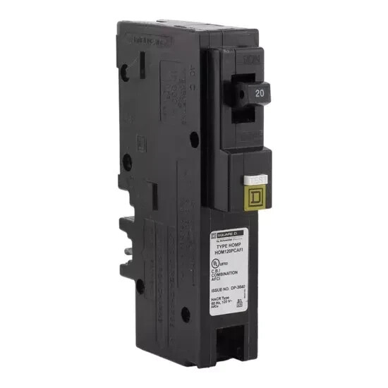 Square D HOM120PCAFI Homeline 1 Pole 20Amp 120VAC Circuit Breaker