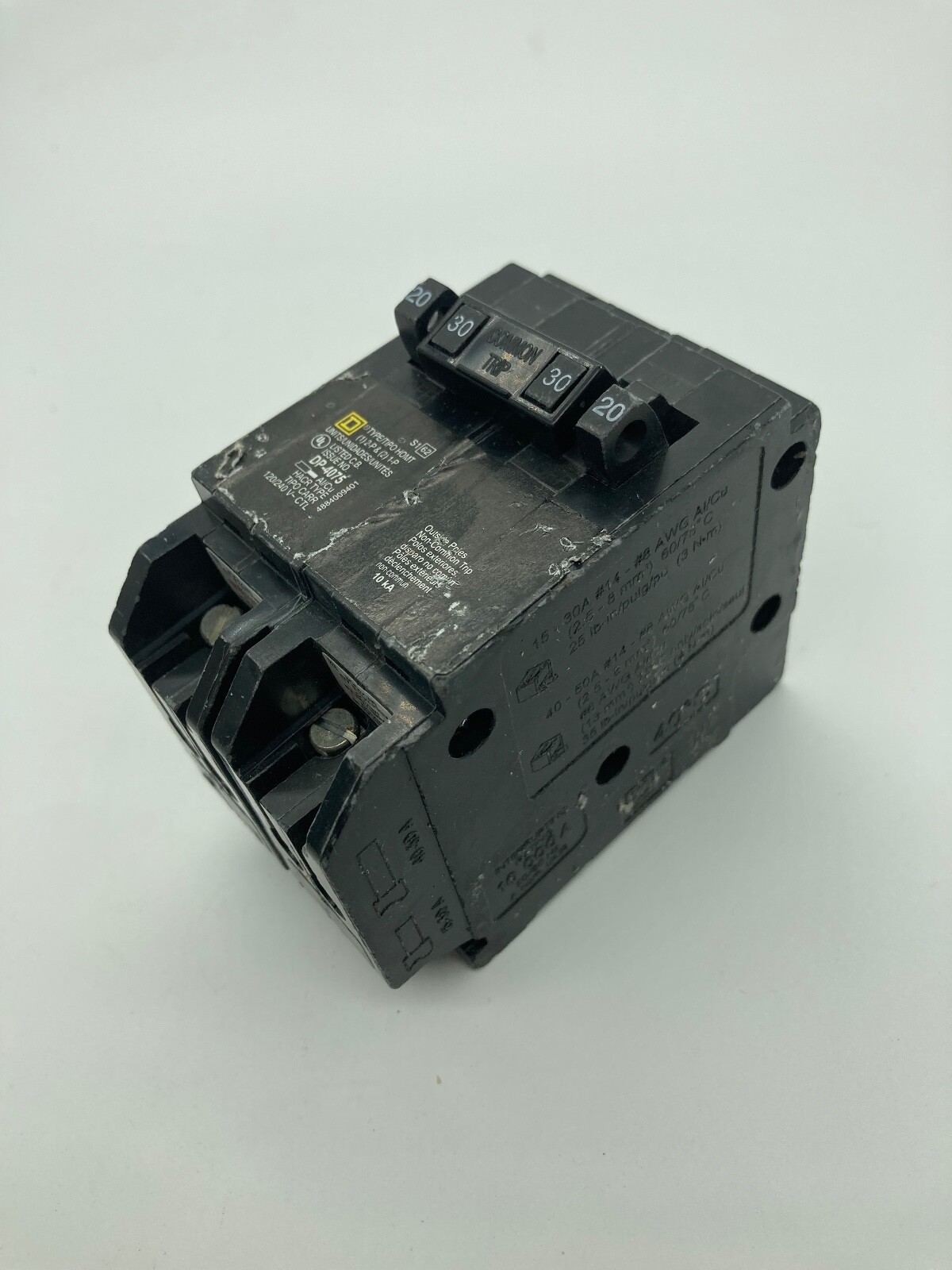 HOMT2020230 Homeline Quad Two 1 Pole 20 Amp One 2P 30 Amp Plug In Tandem Breaker
