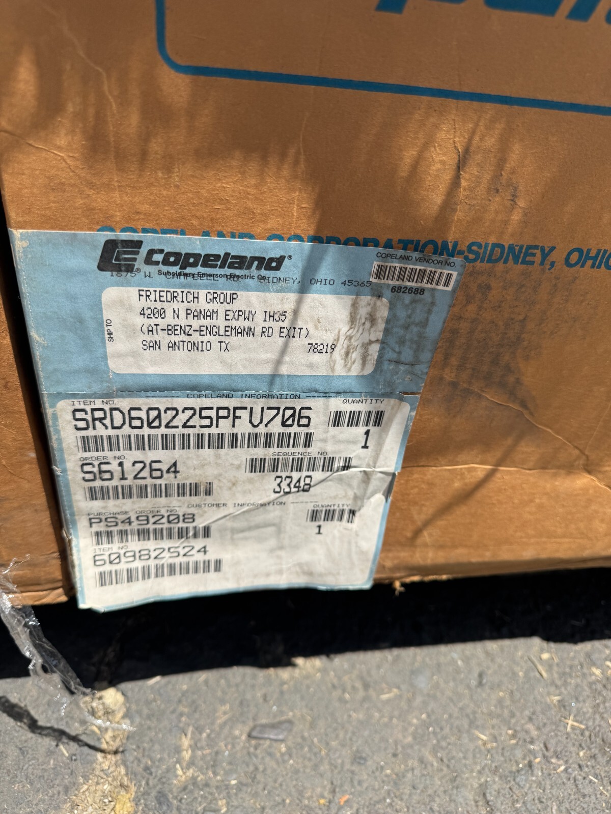 Copeland 2.5 3 Ton 230 V AC Condenser Compressor SRD6-0225-PFV R-22 – New – 14x