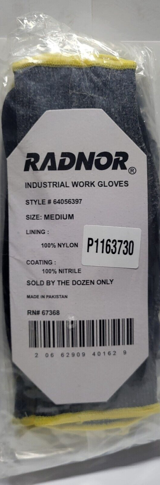 12 Pair RADNOR Medium 15 Gauge Nitrile Palm And Finger Coated Work Gloves 56397