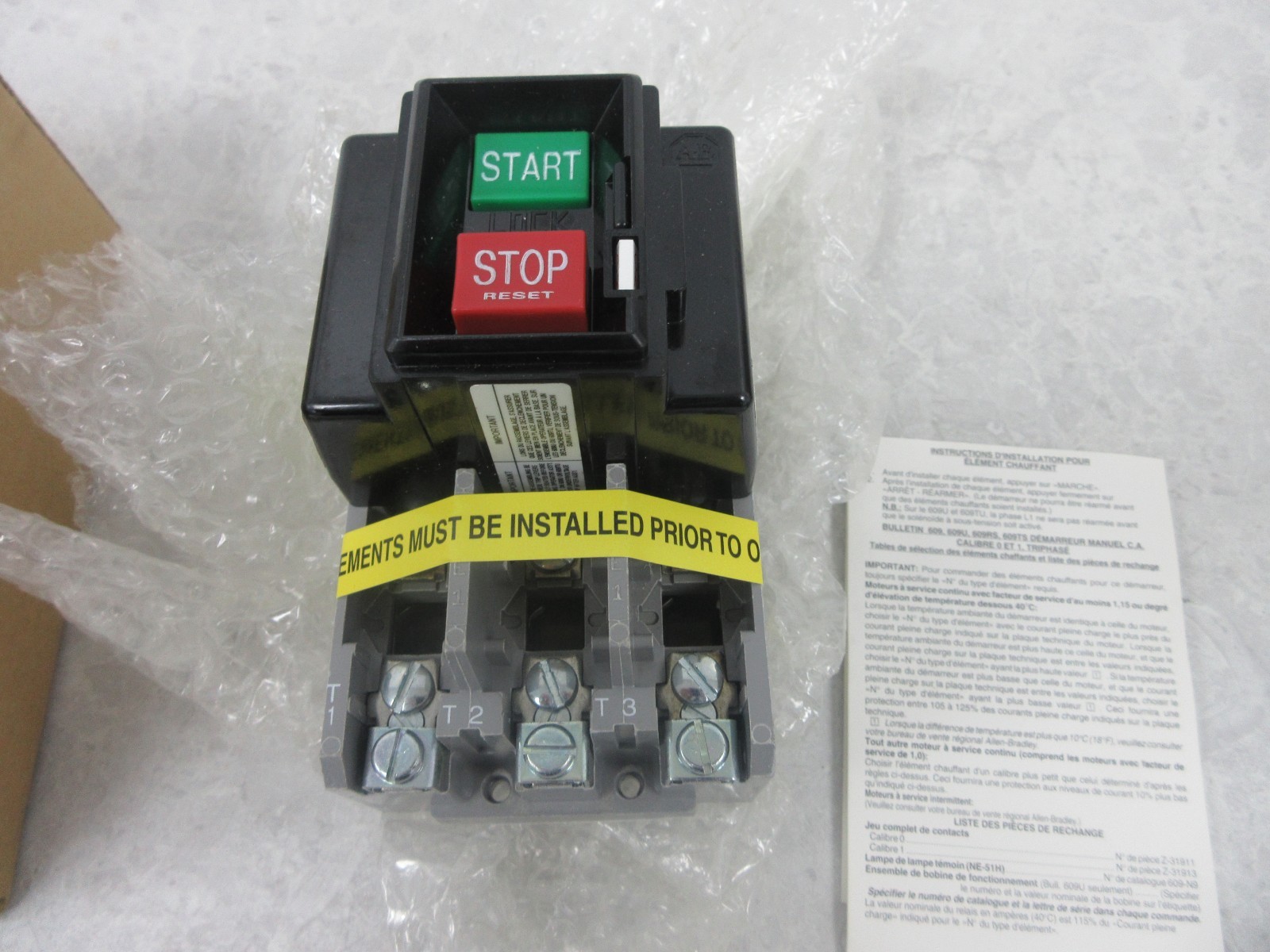 ALLEN BRADLEY 609-BOW MANUAL STARTER, XA0574
