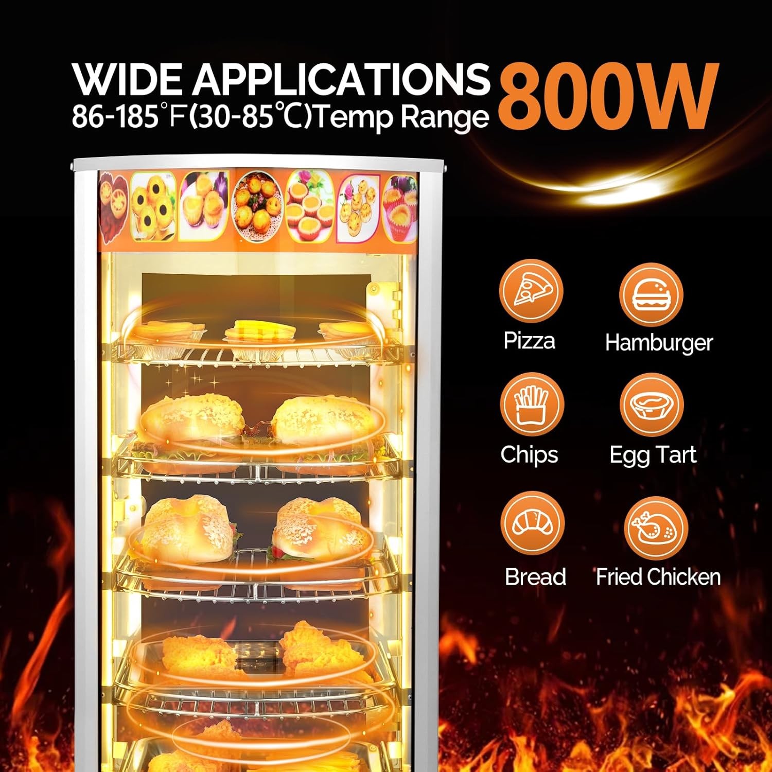 5 Tiers Commercial Food Warmer Display Electric Countertop Pretzel Pizza Warmer