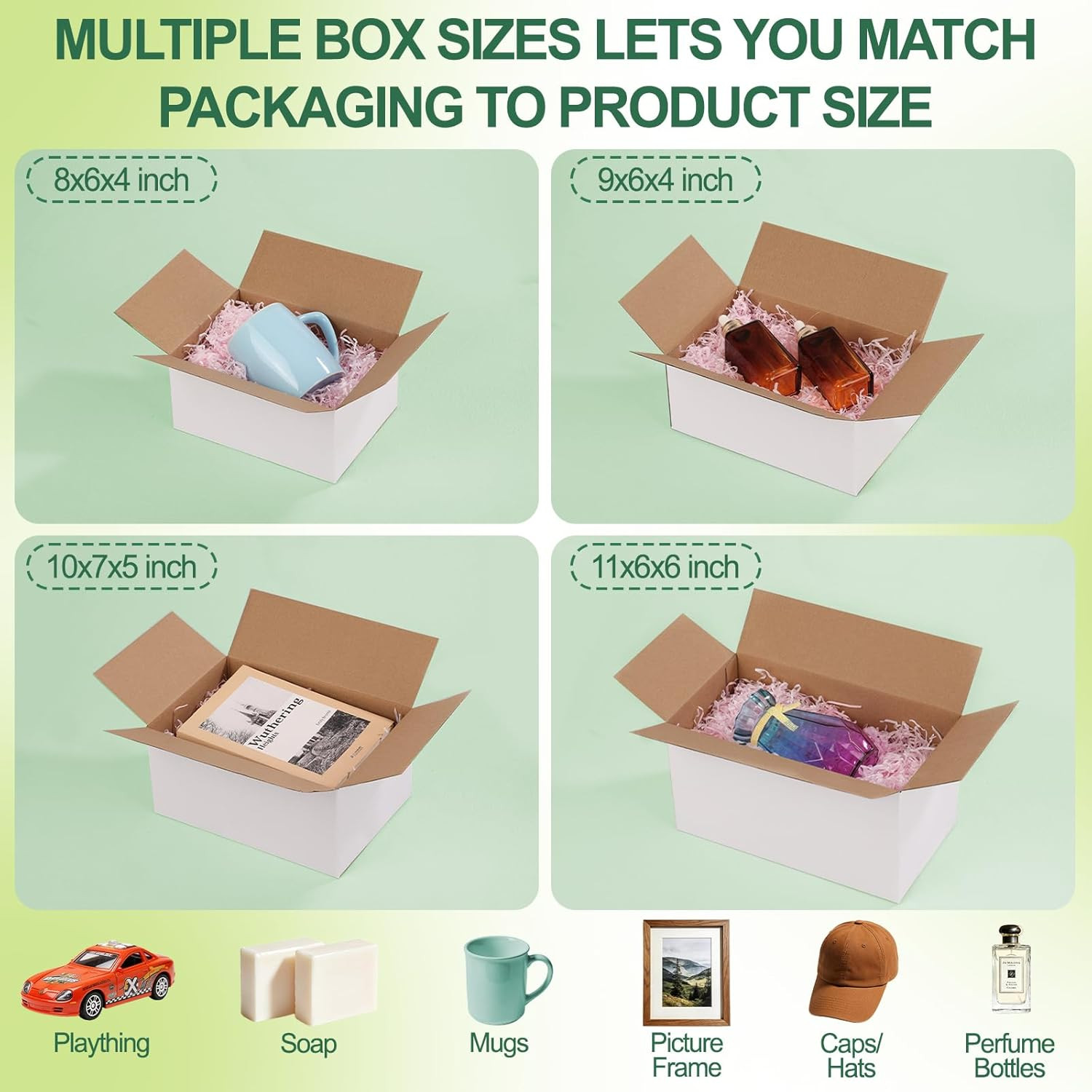 43-Piece Assorted Sizes Small Shipping Boxes – White Corrugated Mailing Boxes fo