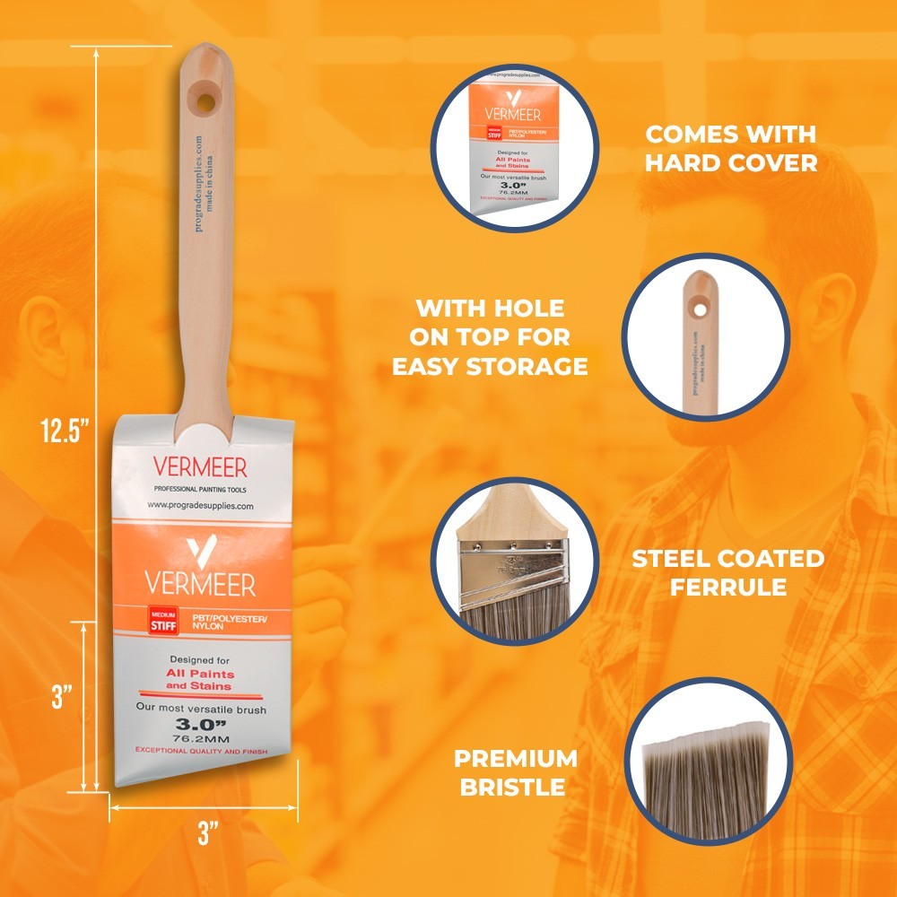 12-Pack – 3″ Angle Brushes for All Latex and Oil Paints & Stains