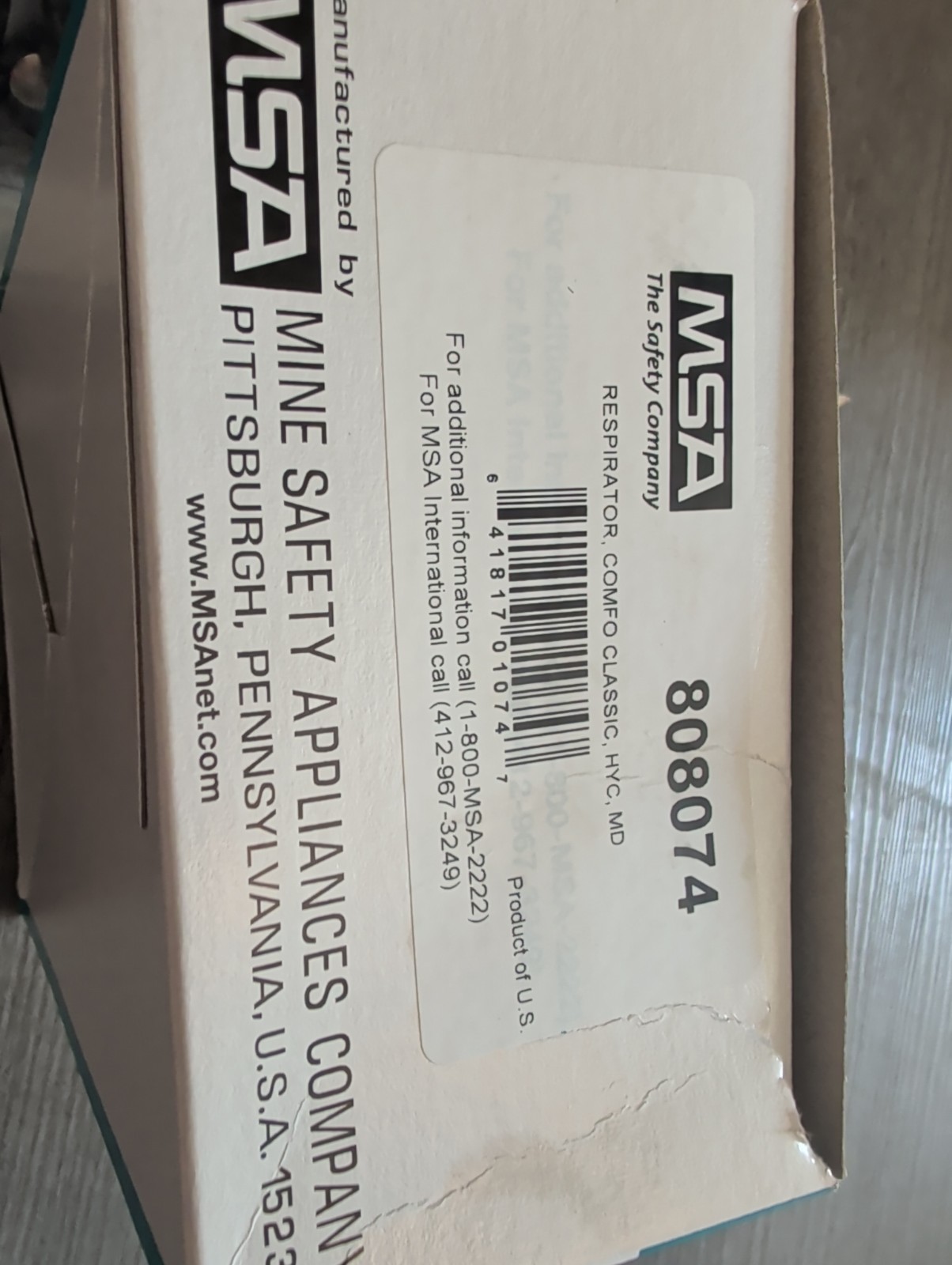 MSA Comfo Classic Half Mask Respirator # 808074 , Medium
