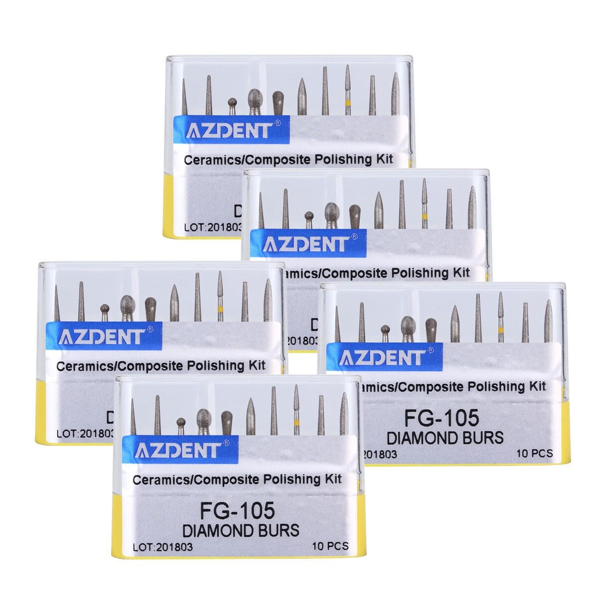 17 Type AZDENT Dental Diamond Burs Polishing Drills Kit for High Speed Handpiece