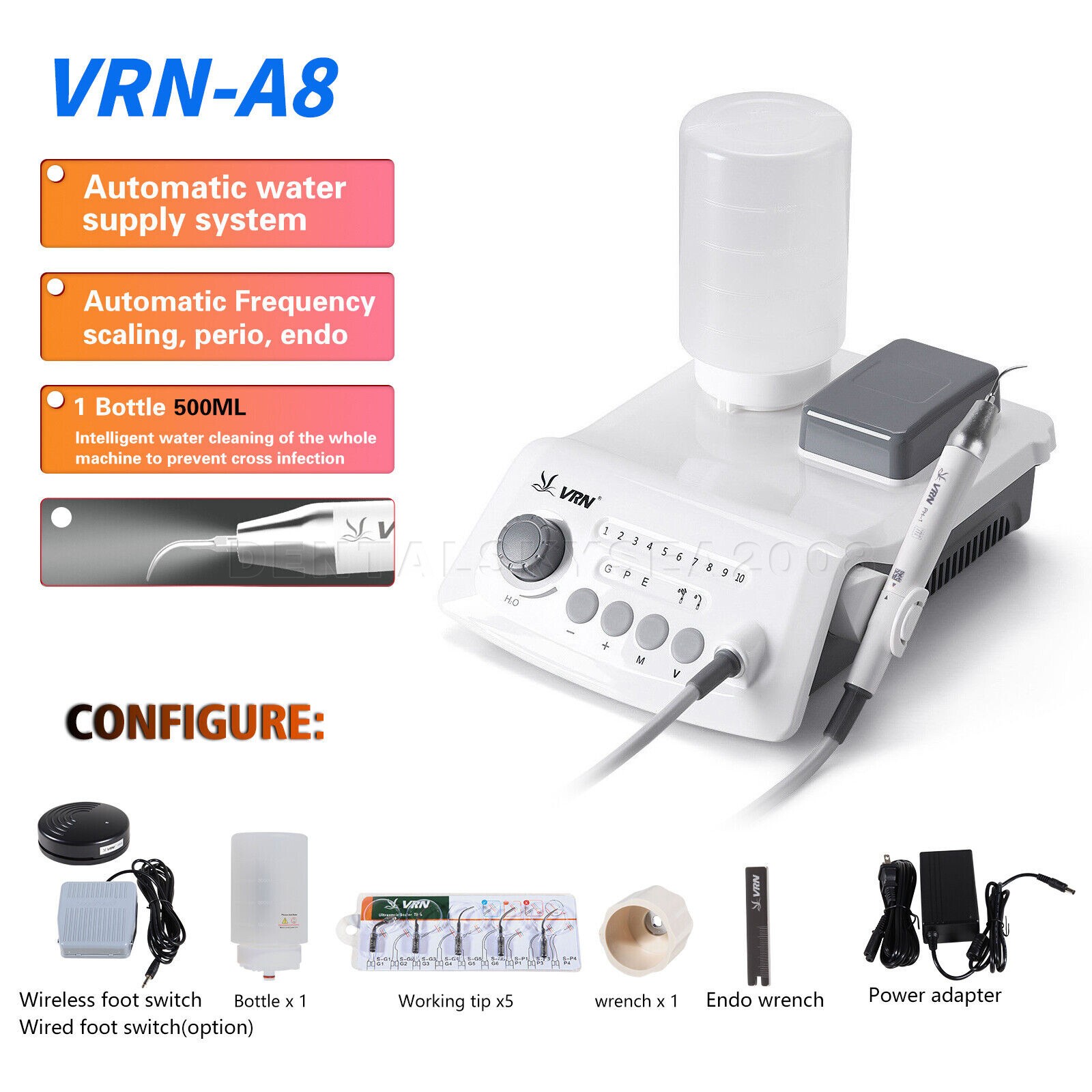 LED Dental Ultrasonic Piezo Scaler Detachable Handpiece Bottle Fit EMS Cavitron