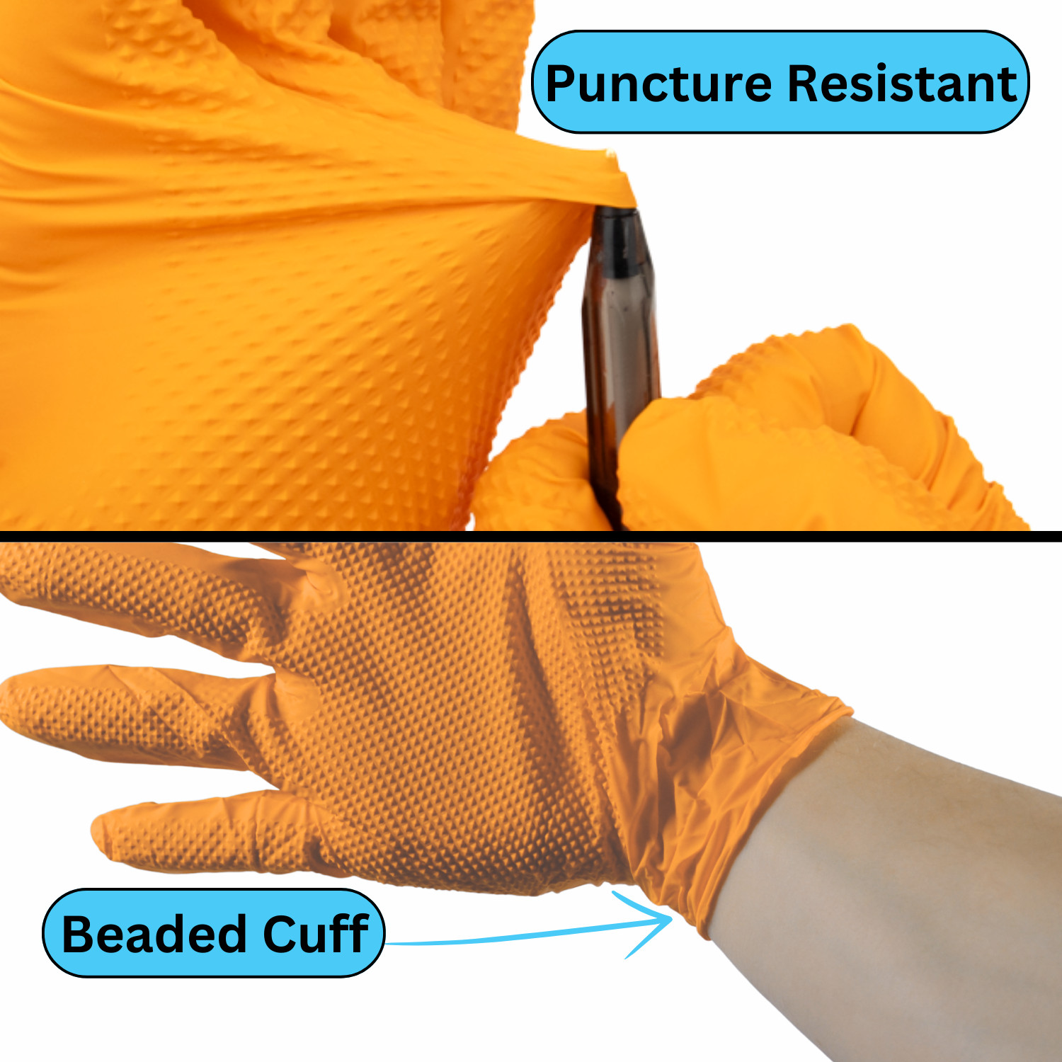 Wolverine Orange Nitrile Gloves, 8 Mil, Raised Diamond Texture 1000 Pcs Large