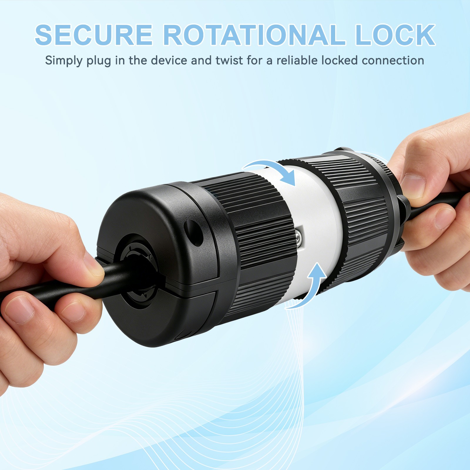 L14-20P Twist Lock Male Plug – 20 Amp 125/250V NEMA Generator Connector –Black