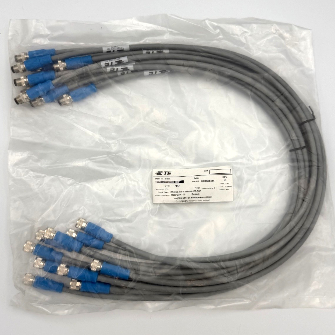 TE CONNECTIVITY T4062123003-001 M8 RPC-M8-3MS-0.5SH-M8-3FS-PUR