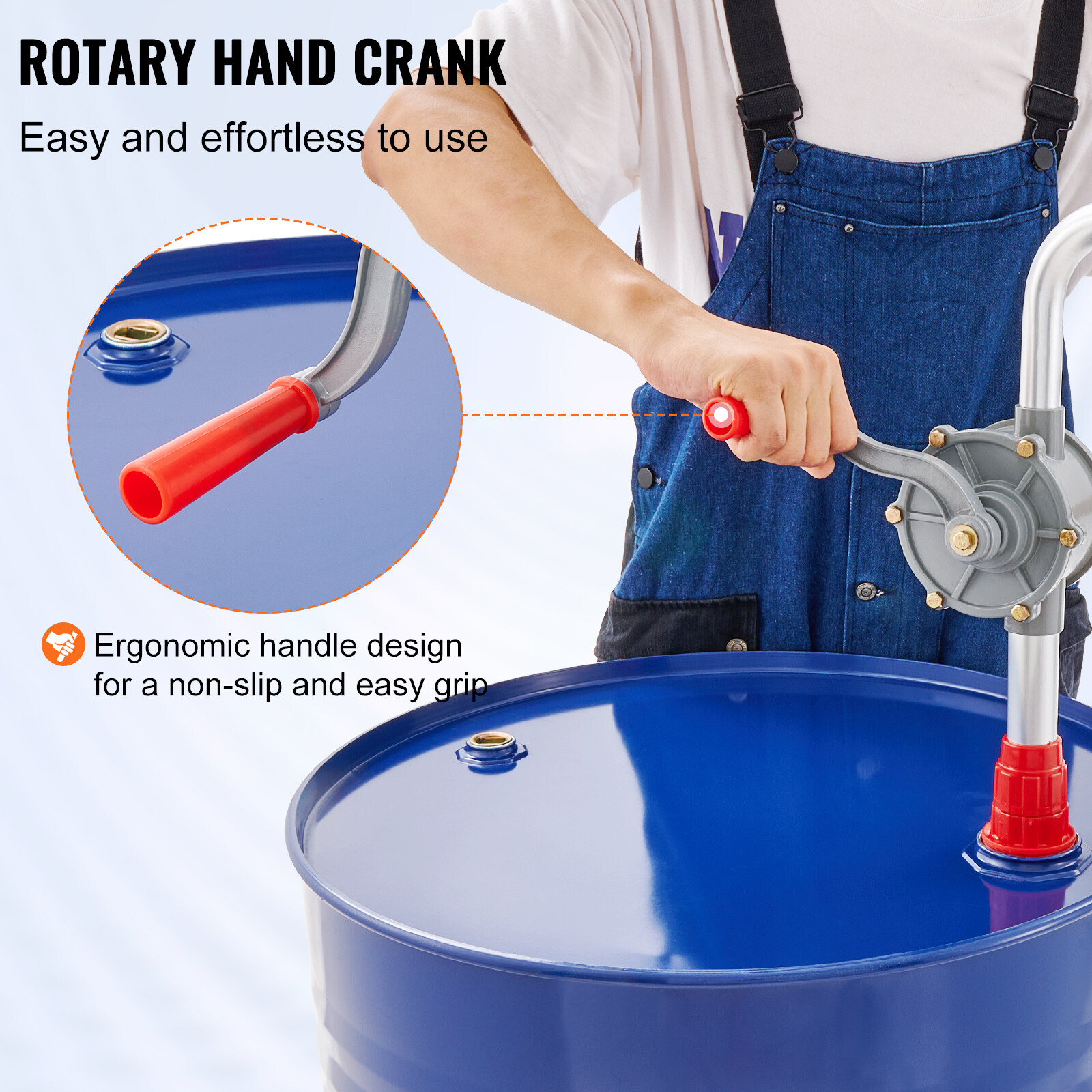 Drum Rotary Barrel Pump, Heavy Duty Barrel Hand Pump Fits 55 Gallon Drums
