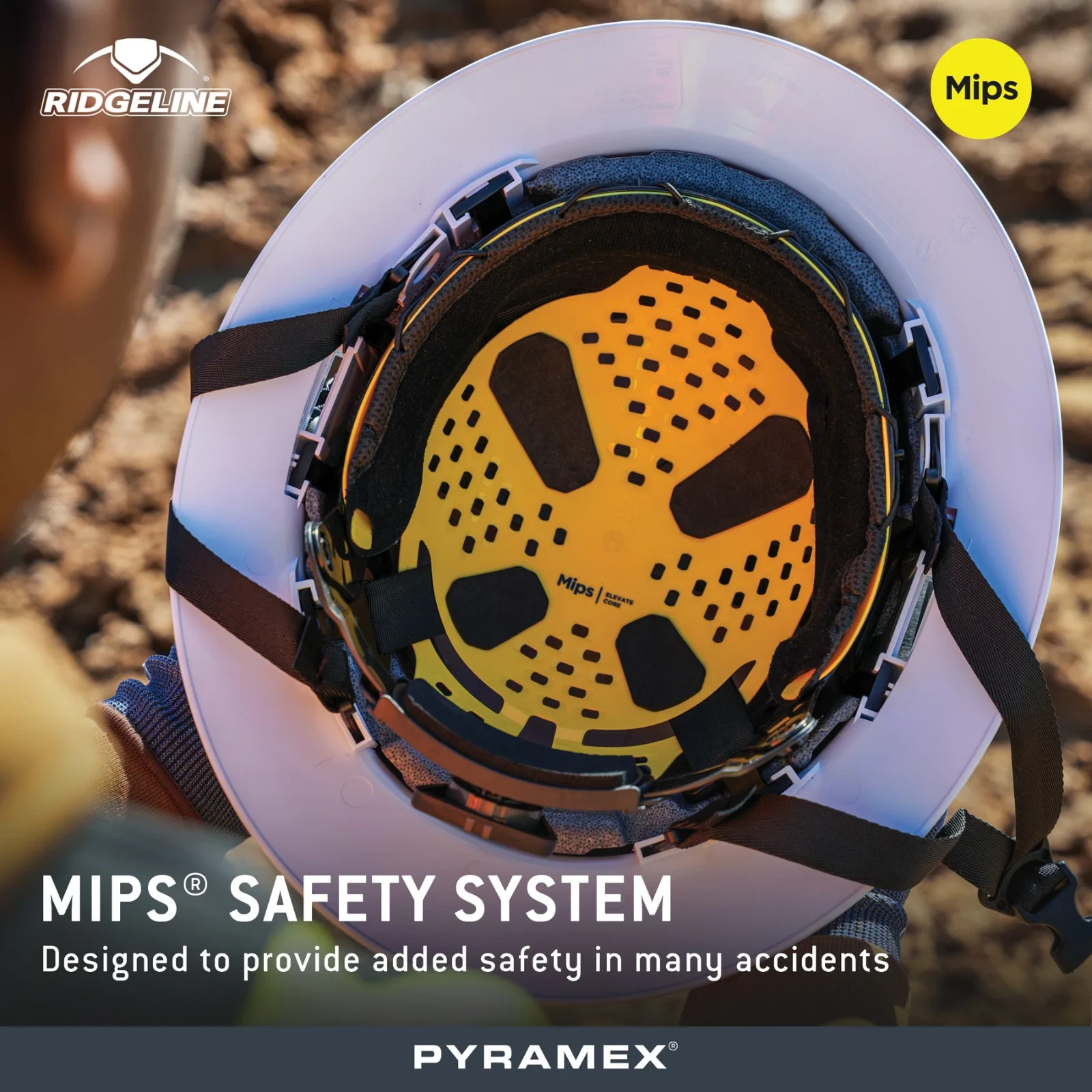 Pyramex Ridgeline® T2 Full Brim Hard Hat, White (Vented & Non-Vented) with Mips®