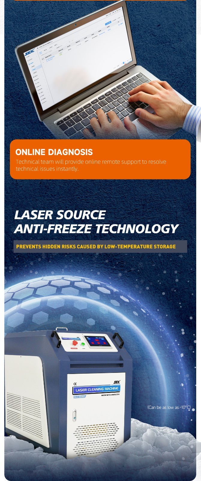 SFX US STOCK 90% New 3000W 400mm Scan Wideth Continuous Laser Cleaning Machine