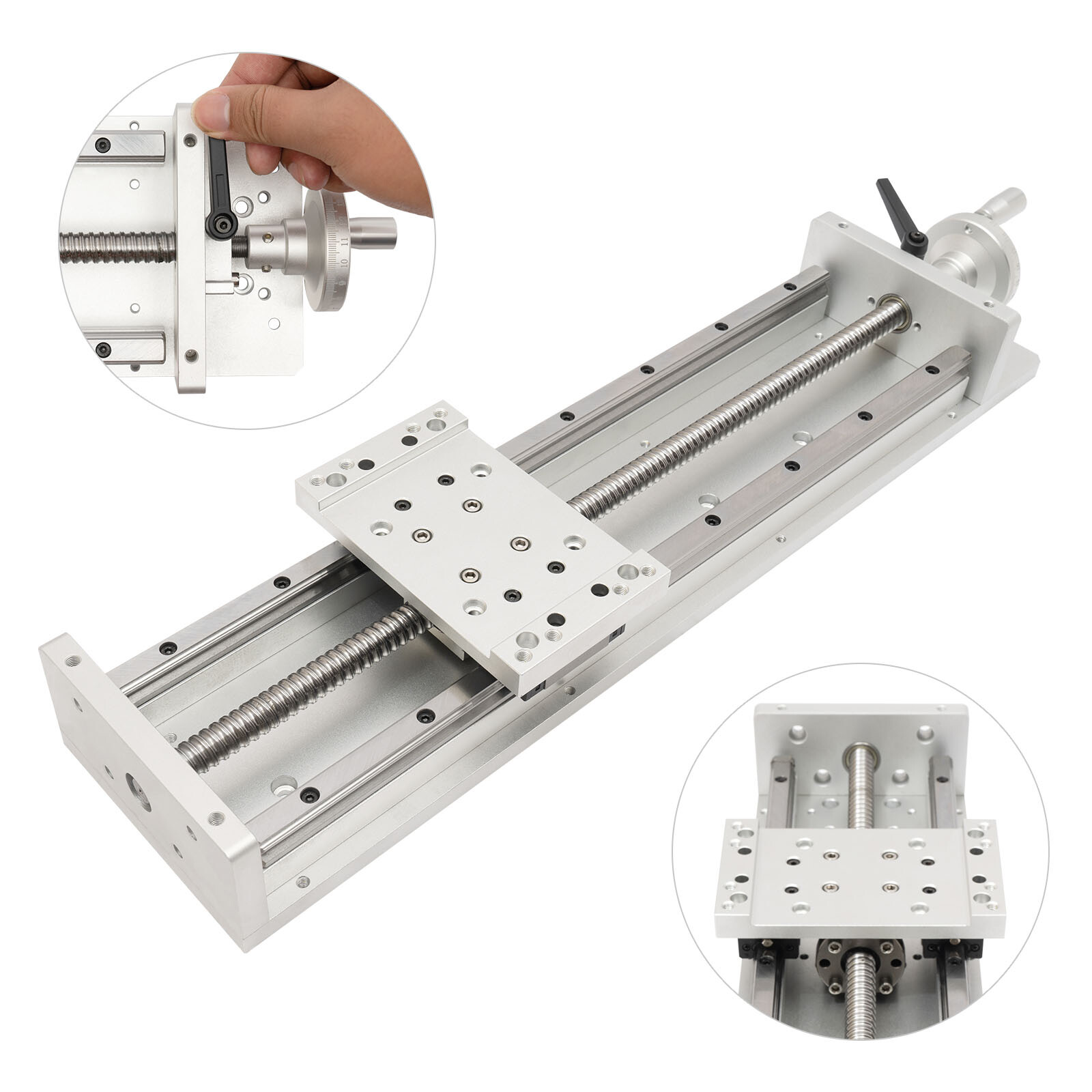 Manual Sliding Table SFU1605 Ballscrew Linear Stage Actuator Stroke:400mm+ Lock