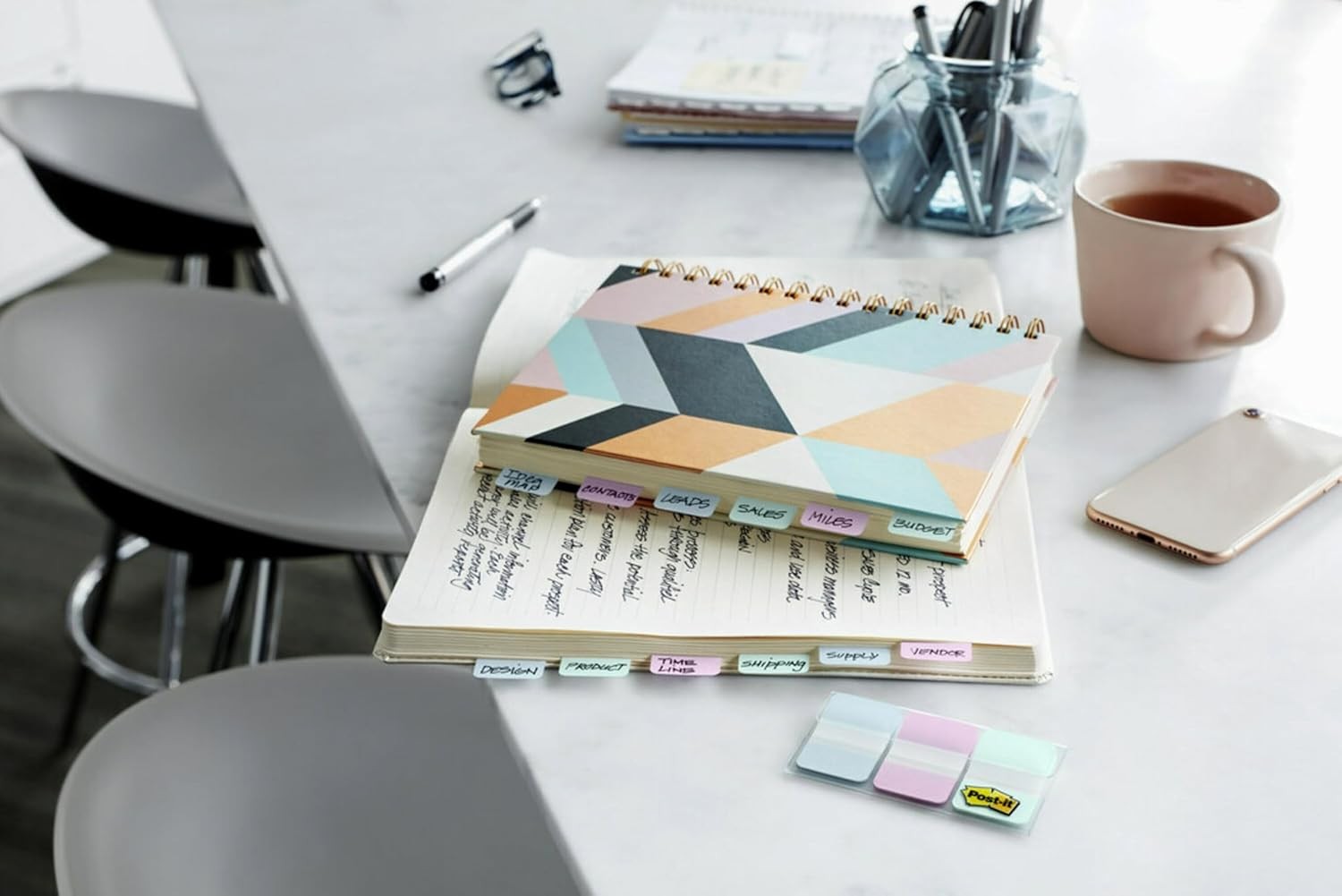® Pastel Color Tabs, Gradient Blue, Pink, Clear, 36 Tabs/Pack