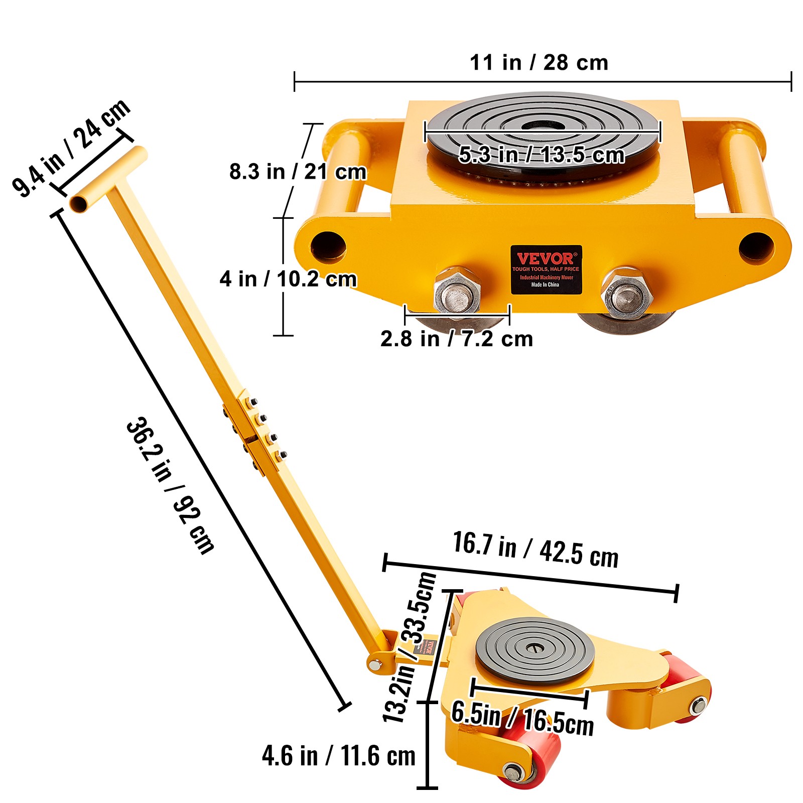 VEVOR Heavy Furniture Movers Machinery Skate Dolly PP/PU/Carbon Steel Wheels