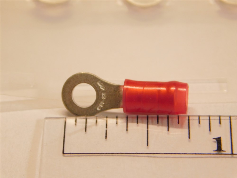 100 Amp Tyco PIDG Red Vinyl Insulated Ring Tongue Terminals #6 (M3.5) 22-18AWG