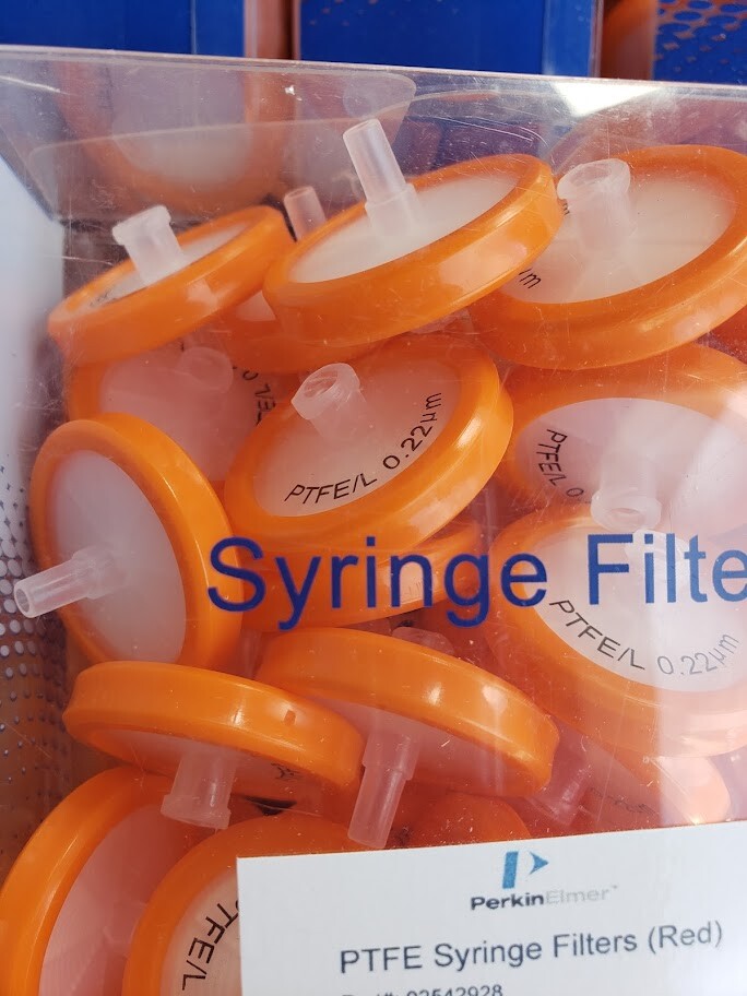 Perkin Elmer 02542928 PTFE (Hydrophilic) Syringe Filters, 0.22 µm, 30 mm 100pcs