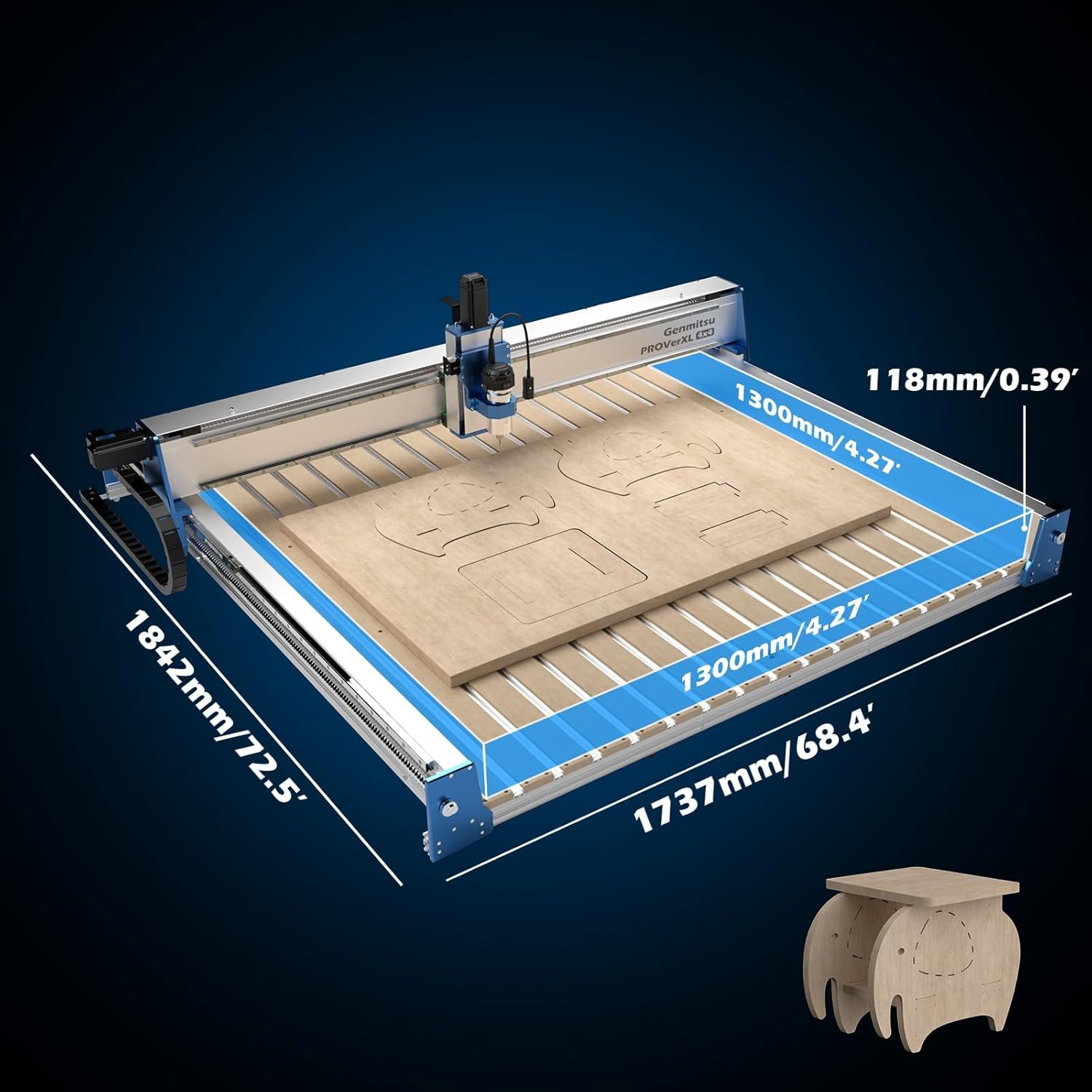 Genmitsu PROVerXL 4×4 CNC Router Machine, 4’x4′ Large CNC Kit, Support Dual Z-Ax
