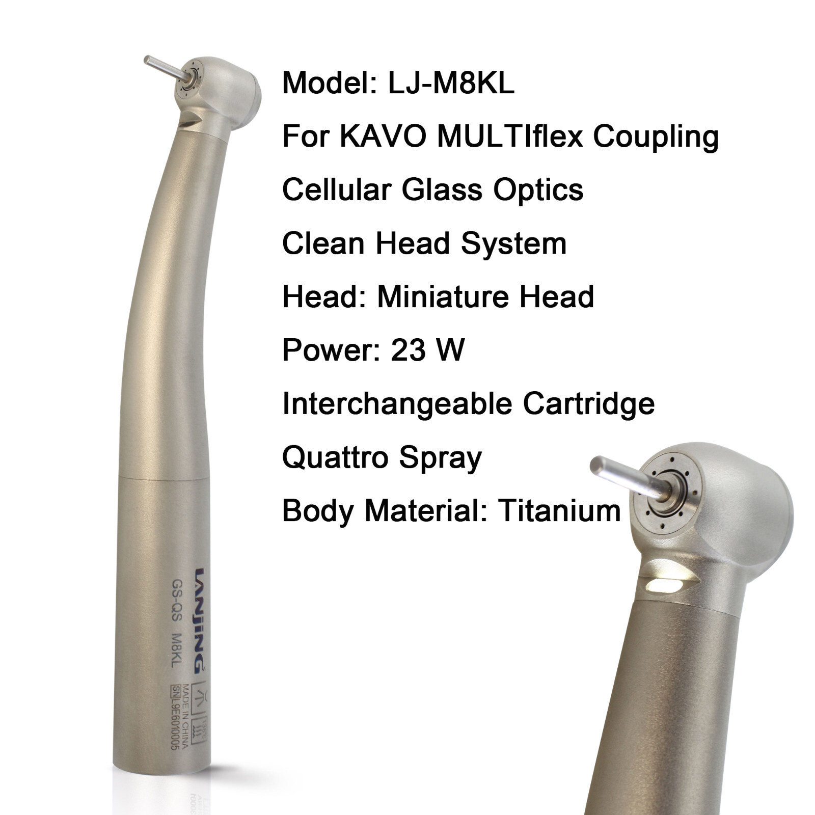 COXO Dental High Speed Fiber Optic Handpiece Turbine KaVo Coupler 4 Hole 6 Pin