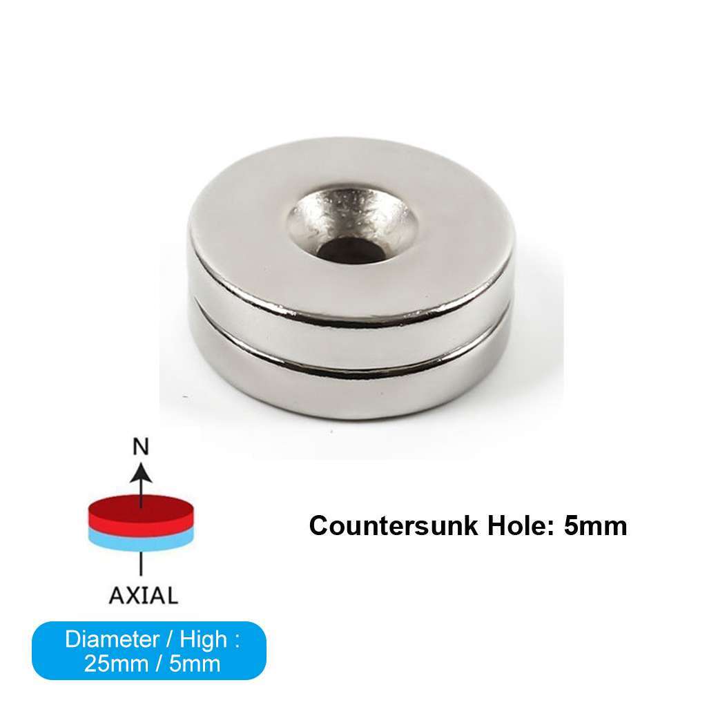 New Thicker Strong Magnets Countersunk Ring 5MM Hole Large Rare Earth Neodymium