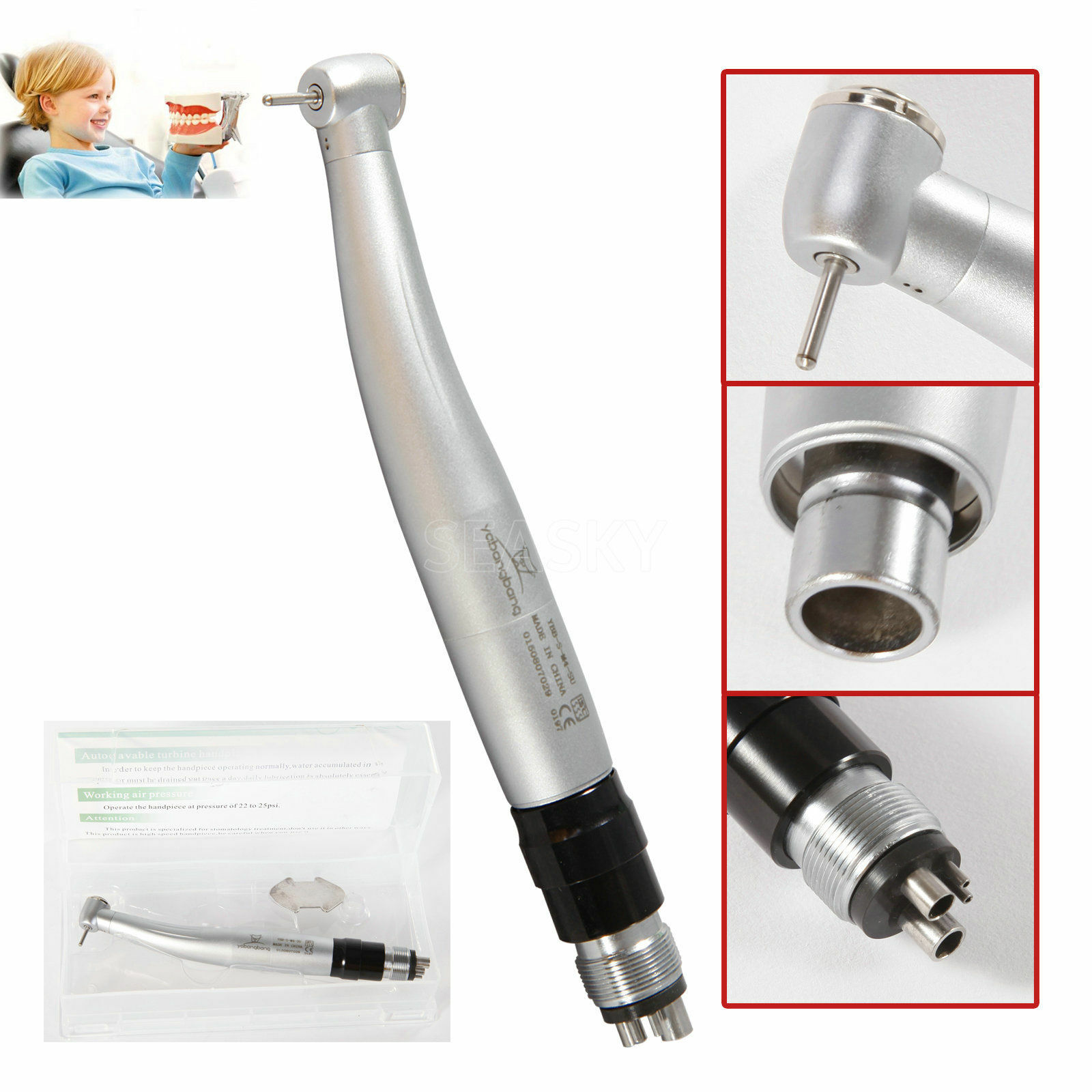 Dental High Speed standard head handpiece w/ Quick Coupler 4H fit NSK QD-J YBNK4