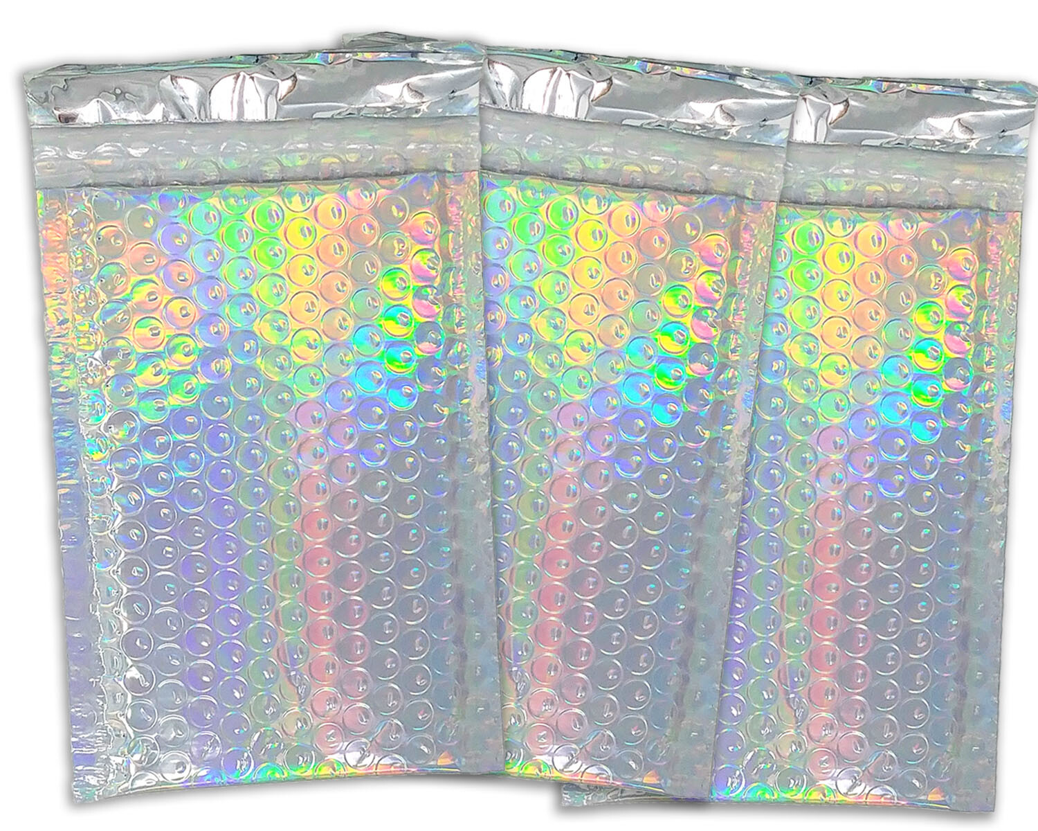 4X8 Holographic, Sunset Peach Bubble Mailers, Metallic Padded Shipping Mailing