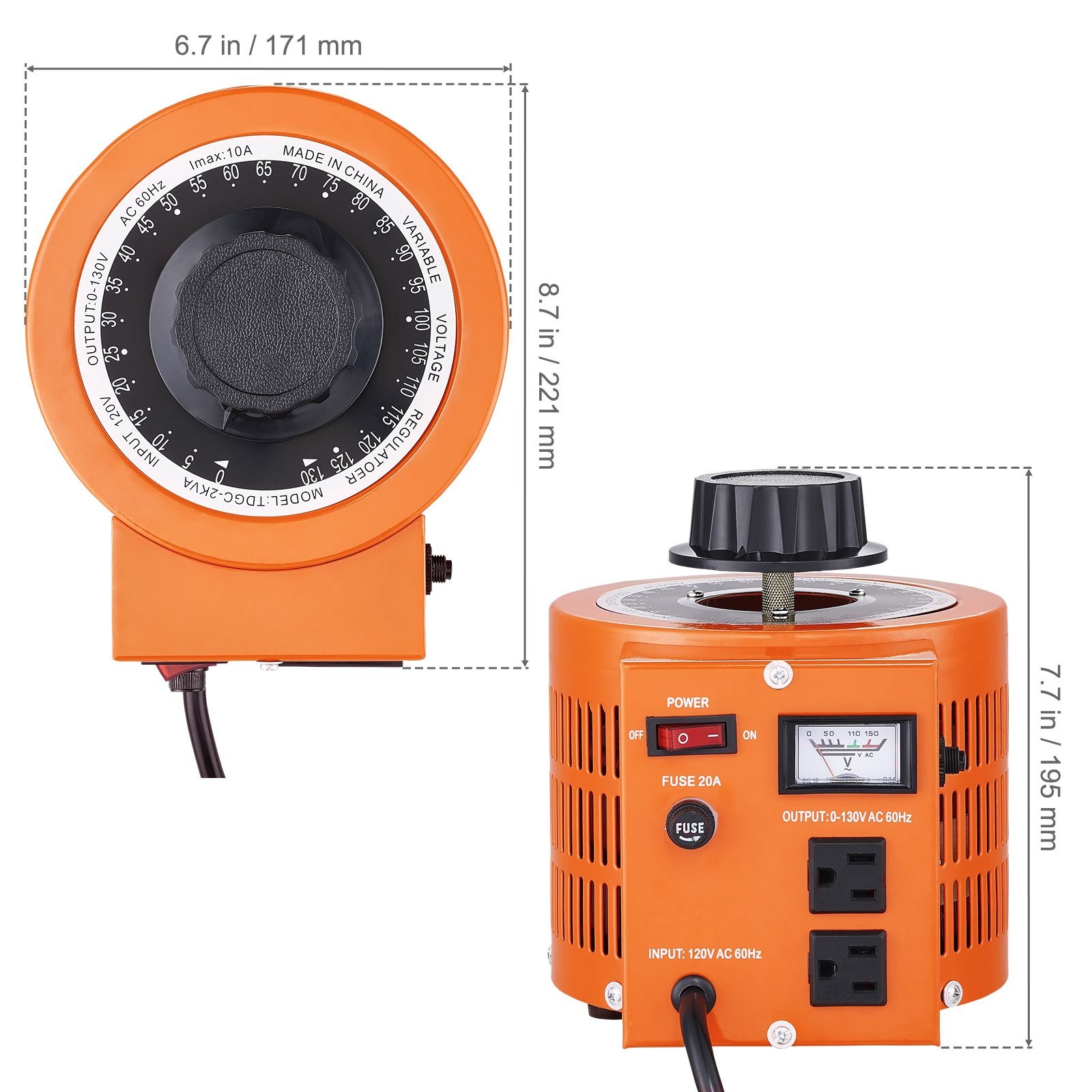 2000VA Auto Variable Voltage Transformer 0-130V 110V Input