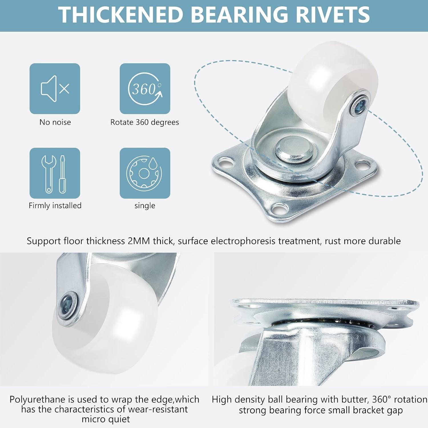 1-Inch Low Noise Swivel Caster Wheels Set of 4 – Perfect for Furniture Mobility